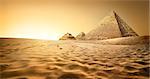 Egyptian pyramids in sand desert and clear sky