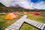 Camping in Torres del Paine National Park, Patagonia, Chile, South America