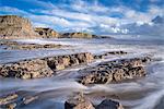 The Gower Peninsula's rugged and rocky coastline from Fall Bay, Gower, Wales, United Kingdom, Europe