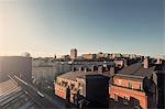 Residential area against clear sky