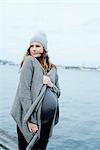Pregnant woman at the ocean