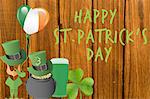 St patricks day greeting on wooden background