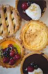 Close up view of pies at the bakery