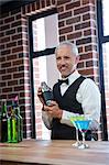 Barman preparing a cocktail in a pub