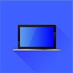 Open Laptop Icon Isolated on Blue Background