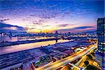 Hong Kong city sunset, view from kowloon.