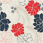 Hand drawn floral seamless background pattern Romantic flowers Vector illustration