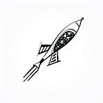Stylized rocket on a white background. Vector illustration