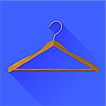 Coat Hanger Icon Isolated on Blue Background. Long Shadow