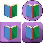 Vector illustration pack of a colorful book and book icons for android and ios.