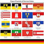 Flags of Capitals of German States on white background