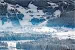 Wintery village in alpine valley, Tyrol, Austria