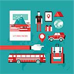 Tourism and travel Set of modern flat design elements Vector illustration