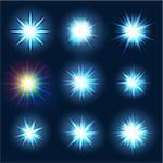 Set various forms of blue burst sparks. EPS 10 vector file included
