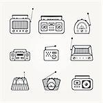 ollection of retro radio icon. Vector illustration