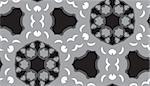 Seamless gray and black geometric kaleidoscope pinwheel pattern