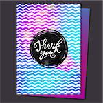 Shine Paint Stain Zigzag Thank You Card. Circle Black Stroke.