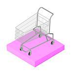 Isometric 3D icon. Pictograms supermarket trolley. Vector illustration eps 10