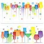 Abstract colorful illustration of wine drink glasses. Vector logo template. Concept for bar menu, alcohol design