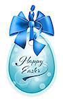 Vector Easter tag. Egg shape label with ribbon and bow.