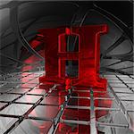 red uppercase letter h in futuristic space - 3d illustration