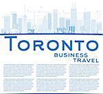 Outline Toronto skyline with blue buildings and copy space. Vector illustration. Business travel and tourism concept with place for text. Image for presentation, banner, placard and web site.
