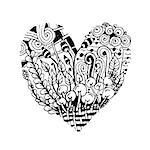 Zentangle heart shape, sketch for your design. Vector illustration