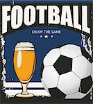 Retro banner. A cup of beer and ball. Sports bar menu design template