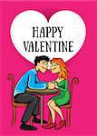 dating young couple Valentine postcard vector