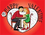 dating young couple Valentine postcard vector