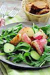 fresh healthy salad with radish, cucumber and arugula