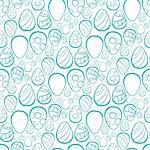 Seamless pattern made from hand drawn different eggs on white background. Vector illustration.