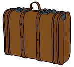 Hand drawing of a vintage brown leather suitcase