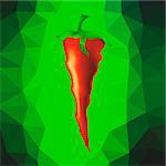 Red Pepper Isolated on Green Polygonal Background