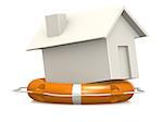 Life buoy with house concept image with hi-res rendered artwork that could be used for any graphic design.