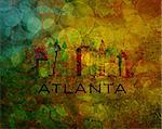 Atlanta Georgia City Skyline with Paint Splatter Abstract onn Grunge Texture Background Color Illustration