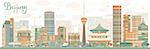 Abstract Beijing Skyline with Color Buildings. Vector Illustration. Business travel and tourism concept with historic buildings. Image for presentation, banner, placard and web site.