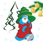 Santa Claus with Christmas tree. The illustration on a white background.