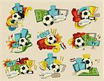 Football vector illustration. Set of sports elements for banner, brochure, brochures. Illustration composed of fan, ball, gate, football field.