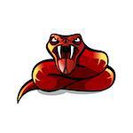 Red aggressive viper, red snake attaking, vector illustration