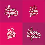 Love you lettering Valentine vector romantic design