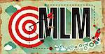 MLM - Multi Level Marketing - Concept on Old Poster in Flat Design with Red Target, Rocket and Arrow. Business Concept.
