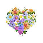 Bright floral heart on white background