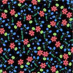 vector black textile seamless pattern witth floral elements