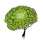 Think green. Brain tree concept for your design. Vector illustration
