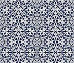 Seamless background in Arabic style. Gold, black, blue wallpaper with patterns for design. Traditional oriental decor