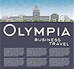 Olympia (Washington) Skyline with Grey Buildings and copy space. Business travel concept. Vector Illustration