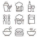 Restaurant icons set vector illustration simple style