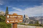 Sign at Glacier Point in Yosemite National Park, USA