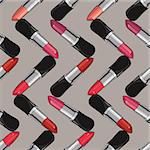 Seamless pattern with lipsticks.  Vector illustration. Useful for invitations.